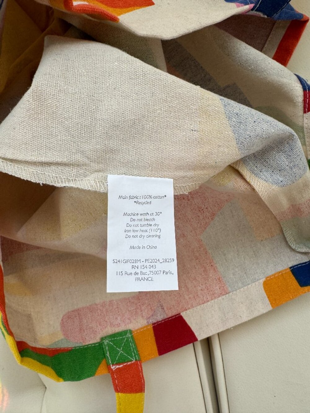Sezane x G. Kero limited edition geometric print tote bag, multicolor, NWOT - Picture 6 of 6